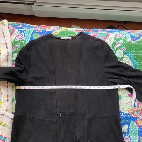 Black suede Mango long jacket with fringe - Picture 6 of 7